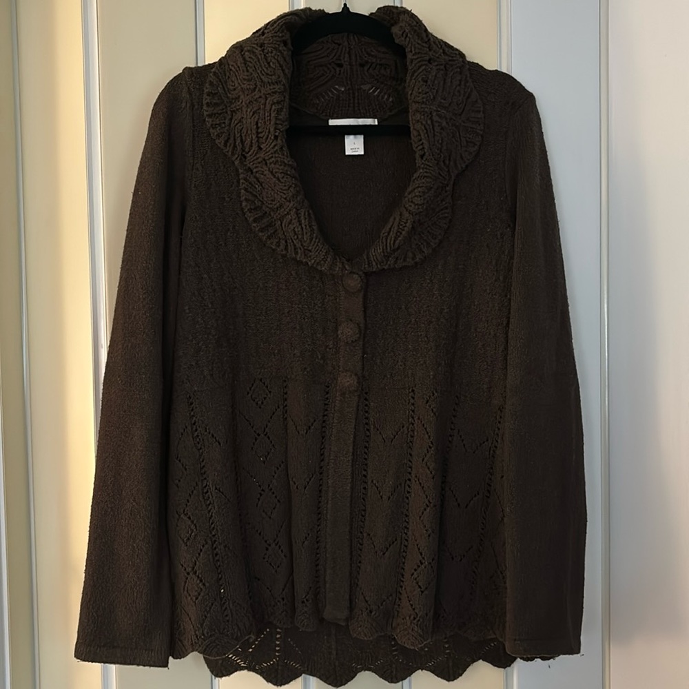Merona Women’s Chocolate Brown Button Cardigan, size L